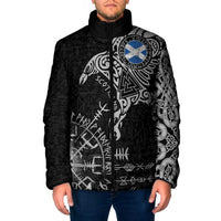 Scotland Viking Ravens Padded Jacket Vegvisir Runes Pattern - Wonder Print Shop