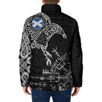 Scotland Viking Ravens Padded Jacket Vegvisir Runes Pattern - Wonder Print Shop