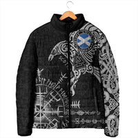 Scotland Viking Ravens Padded Jacket Vegvisir Runes Pattern - Wonder Print Shop