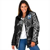 Scotland Viking Ravens Padded Jacket Vegvisir Runes Pattern - Wonder Print Shop
