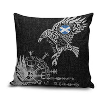 Scotland Viking Ravens Pillow Cover Vegvisir Runes Pattern - Wonder Print Shop