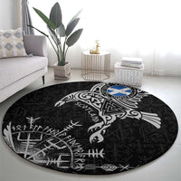 Scotland Viking Ravens Round Carpet Vegvisir Runes Pattern - Wonder Print Shop
