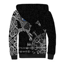 Scotland Viking Ravens Sherpa Hoodie Vegvisir Runes Pattern - Wonder Print Shop