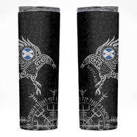 Scotland Viking Ravens Skinny Tumbler Vegvisir Runes Pattern - Wonder Print Shop