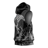 Scotland Viking Ravens Sleeveless Hoodie Vegvisir Runes Pattern - Wonder Print Shop