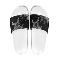 Scotland Viking Ravens Slide Sandals Vegvisir Runes Pattern - Wonder Print Shop