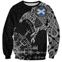 Scotland Viking Ravens Sweatshirt Vegvisir Runes Pattern - Wonder Print Shop