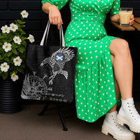 Scotland Viking Ravens Tote Bag Vegvisir Runes Pattern - Wonder Print Shop