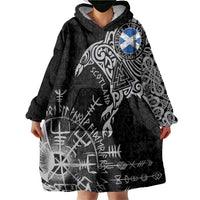 Scotland Viking Ravens Wearable Blanket Hoodie Vegvisir Runes Pattern - Wonder Print Shop