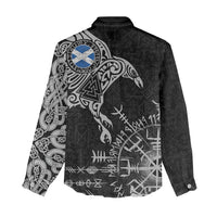 Scotland Viking Ravens Women Casual Shirt Vegvisir Runes Pattern - Wonder Print Shop