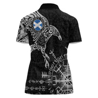 Scotland Viking Ravens Women Polo Shirt Vegvisir Runes Pattern - Wonder Print Shop