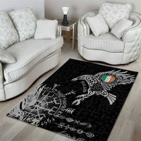 Ireland Viking Ravens Area Rug Vegvisir Runes Pattern - Wonder Print Shop