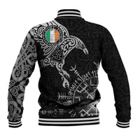 Ireland Viking Ravens Baseball Jacket Vegvisir Runes Pattern - Wonder Print Shop