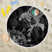 Ireland Viking Ravens Beach Blanket Vegvisir Runes Pattern - Wonder Print Shop