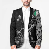 Ireland Viking Ravens Blazer Vegvisir Runes Pattern - Wonder Print Shop