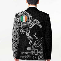 Ireland Viking Ravens Blazer Vegvisir Runes Pattern - Wonder Print Shop