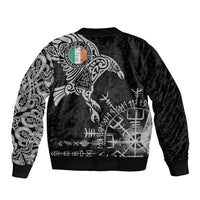 Ireland Viking Ravens Bomber Jacket Vegvisir Runes Pattern - Wonder Print Shop