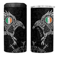 Ireland Viking Ravens 4 in 1 Can Cooler Tumbler Vegvisir Runes Pattern - Wonder Print Shop