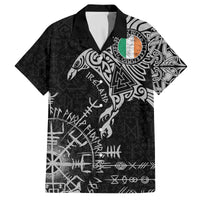 Ireland Viking Ravens Family Matching Off The Shoulder Long Sleeve Dress and Hawaiian Shirt Vegvisir Runes Pattern - Wonder Print Shop