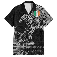 Ireland Viking Ravens Family Matching Off Shoulder Short Dress and Hawaiian Shirt Vegvisir Runes Pattern - Wonder Print Shop