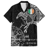 Ireland Viking Ravens Family Matching Short Sleeve Bodycon Dress and Hawaiian Shirt Vegvisir Runes Pattern - Wonder Print Shop