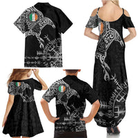 Ireland Viking Ravens Family Matching Summer Maxi Dress and Hawaiian Shirt Vegvisir Runes Pattern - Wonder Print Shop
