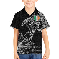 Ireland Viking Ravens Family Matching Summer Maxi Dress and Hawaiian Shirt Vegvisir Runes Pattern - Wonder Print Shop