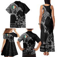 Ireland Viking Ravens Family Matching Tank Maxi Dress and Hawaiian Shirt Vegvisir Runes Pattern - Wonder Print Shop