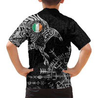 Ireland Viking Ravens Hawaiian Shirt Vegvisir Runes Pattern - Wonder Print Shop