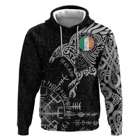 Ireland Viking Ravens Hoodie Vegvisir Runes Pattern - Wonder Print Shop