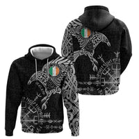Ireland Viking Ravens Hoodie Vegvisir Runes Pattern - Wonder Print Shop