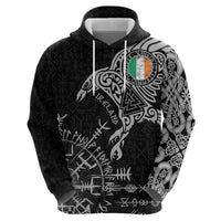 Ireland Viking Ravens Hoodie Vegvisir Runes Pattern - Wonder Print Shop