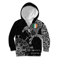 Ireland Viking Ravens Kid Hoodie Vegvisir Runes Pattern - Wonder Print Shop