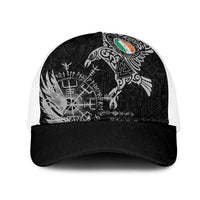 Ireland Viking Ravens Mesh Trucker Cap Vegvisir Runes Pattern - Wonder Print Shop