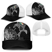 Ireland Viking Ravens Mesh Trucker Cap Vegvisir Runes Pattern - Wonder Print Shop