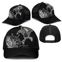 Ireland Viking Ravens Mesh Trucker Cap Vegvisir Runes Pattern - Wonder Print Shop