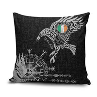 Ireland Viking Ravens Pillow Cover Vegvisir Runes Pattern - Wonder Print Shop