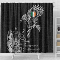 Ireland Viking Ravens Shower Curtain Vegvisir Runes Pattern - Wonder Print Shop