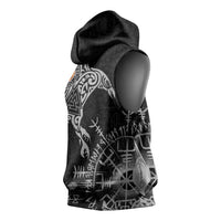 Ireland Viking Ravens Sleeveless Hoodie Vegvisir Runes Pattern - Wonder Print Shop
