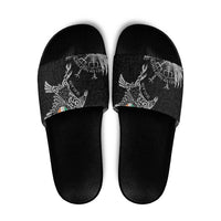 Ireland Viking Ravens Slide Sandals Vegvisir Runes Pattern - Wonder Print Shop