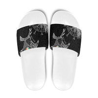 Ireland Viking Ravens Slide Sandals Vegvisir Runes Pattern - Wonder Print Shop