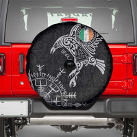 Ireland Viking Ravens Spare Tire Cover Vegvisir Runes Pattern - Wonder Print Shop