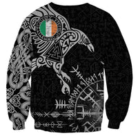 Ireland Viking Ravens Sweatshirt Vegvisir Runes Pattern - Wonder Print Shop