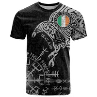 Ireland Viking Ravens T Shirt Vegvisir Runes Pattern - Wonder Print Shop