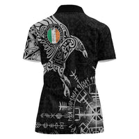 Ireland Viking Ravens Women Polo Shirt Vegvisir Runes Pattern - Wonder Print Shop
