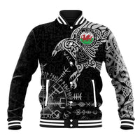 Wales Viking Ravens Baseball Jacket Vegvisir Runes Pattern - Wonder Print Shop