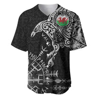 Wales Viking Ravens Baseball Jersey Vegvisir Runes Pattern - Wonder Print Shop
