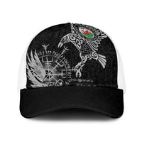 Wales Viking Ravens Baseball Net Cap Vegvisir Runes Pattern - Wonder Print Shop