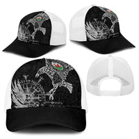 Wales Viking Ravens Baseball Net Cap Vegvisir Runes Pattern - Wonder Print Shop