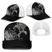 Wales Viking Ravens Baseball Net Cap Vegvisir Runes Pattern - Wonder Print Shop